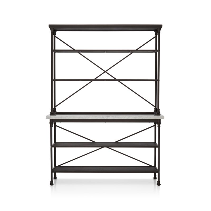 French Kitchen White Marble Bakers Rack with Hutch + Reviews Crate