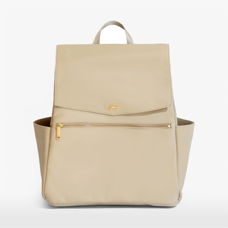 Freshly Picked Classic Beige Vegan Leather Diaper Backpack & Crossbody