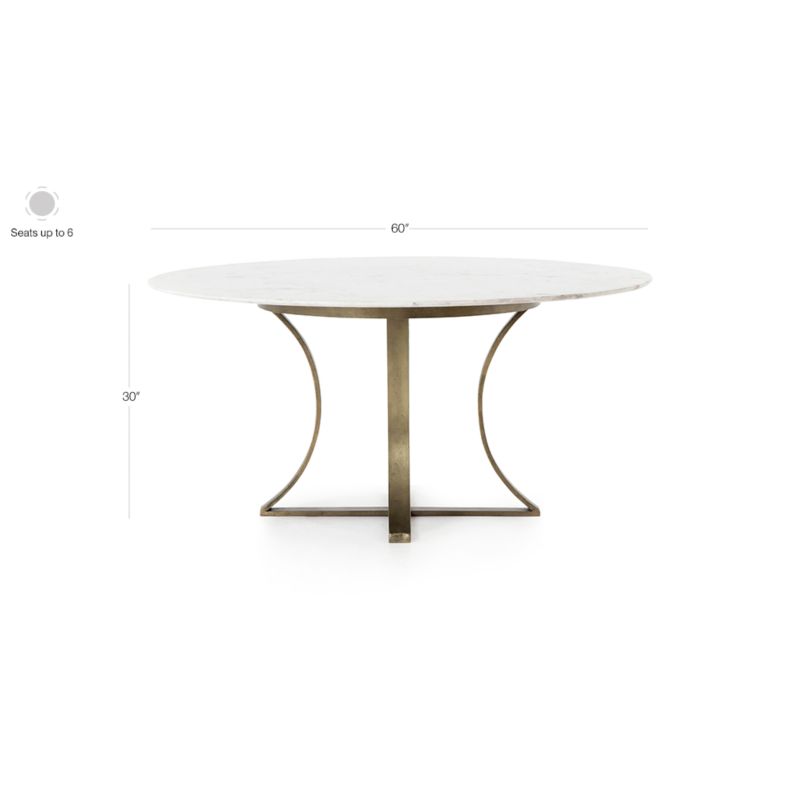 Damen 60" White Marble Top Dining Table + Reviews Crate & Barrel