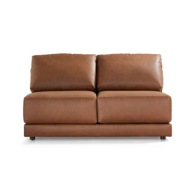 Gather Leather Armless Loveseat + Reviews Crate & Barrel Canada