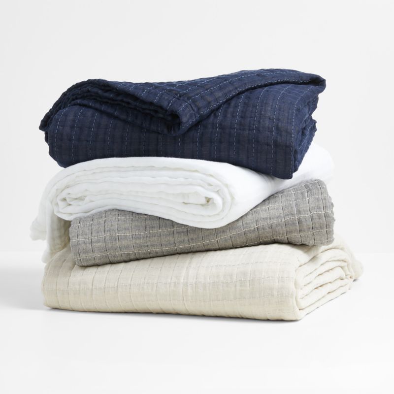 Organic Cotton Gauze Deep Indigo Blue Full/Queen Bed Blanket + Reviews