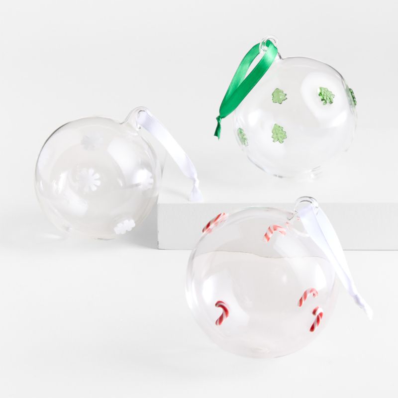 Green Tree Glass Ball Christmas Ornament Crate & Barrel