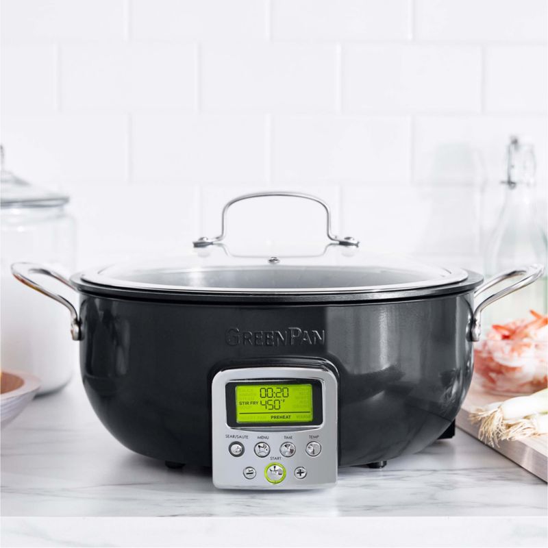 GreenPan Black Elite Essential Smart Skillet + Reviews | Crate & Barrel