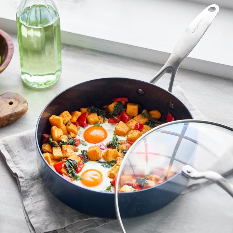 GreenPan Valencia Pro Midnight Blue 14Piece NonStick Cookware Set + Reviews Crate & Barrel