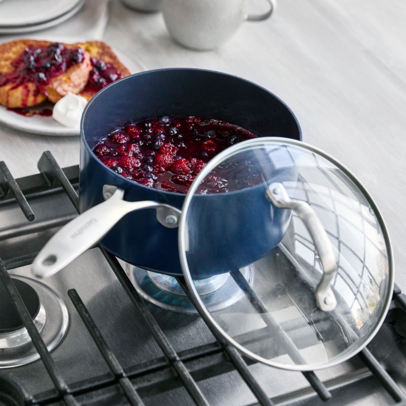 GreenPan Valencia Pro Midnight Blue 14Piece NonStick Cookware Set + Reviews Crate & Barrel