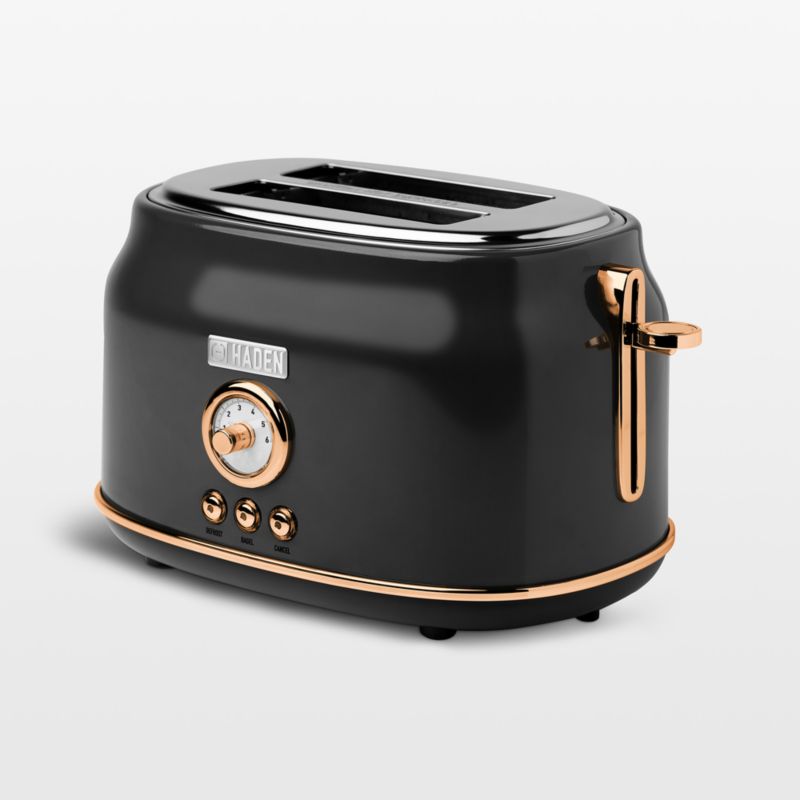 HADEN Dorset Black and Copper 2Slice Toaster + Reviews Crate & Barrel