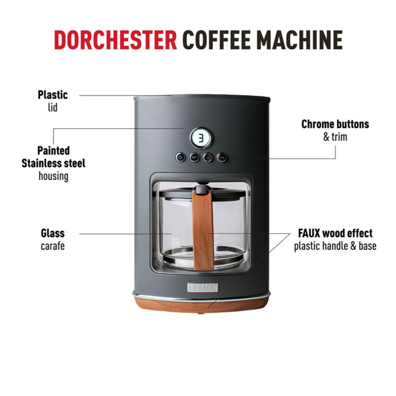 HADEN Dorchester Ultra Pebble Grey 10-Cup Programmable Drip Coffee