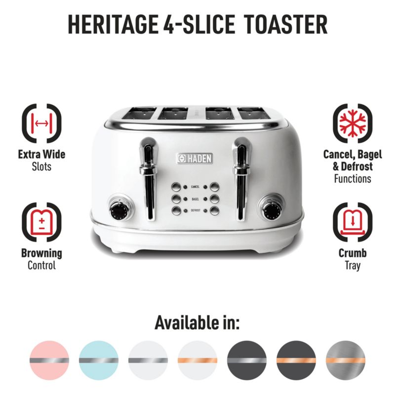 HADEN Heritage Ivory 4-Slice Toaster + Reviews | Crate & Barrel Canada