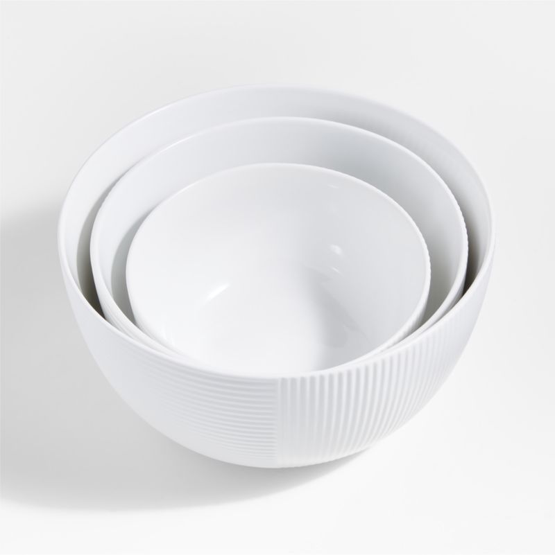 Hanno White Ceramic Mixing Bowls, Set of 3 + Reviews Crate & Barrel