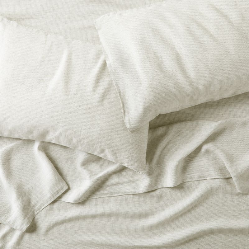 Garden Green Grid Natural Hemp Fiber Bed Sheet Set Crate & Barrel