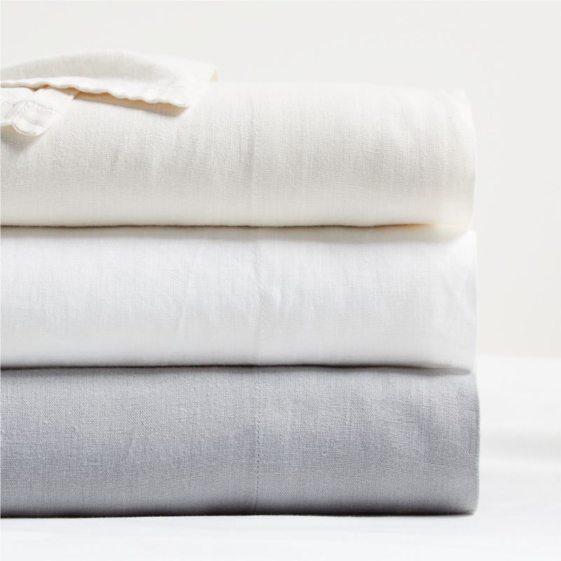 Grey Natural Hemp Fiber Queen Bed Sheet Set + Reviews Crate & Barrel