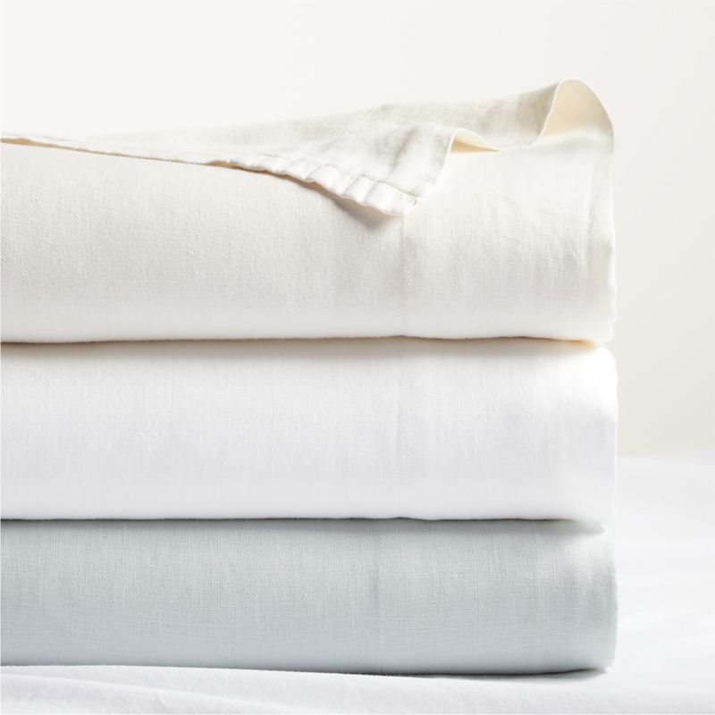 New Natural Hemp White Full Bed Sheet Set + Reviews Crate & Barrel
