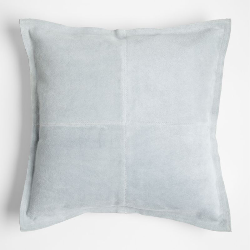 Hyde Pieced Suede 23"x23" Light Grey Throw Pillow with DownAlternative
