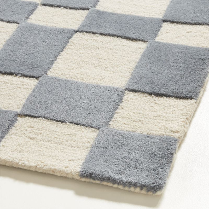 Imperfect Checkerboard Wool Smoke Blue Kids Area Rug 8'x10' + Reviews