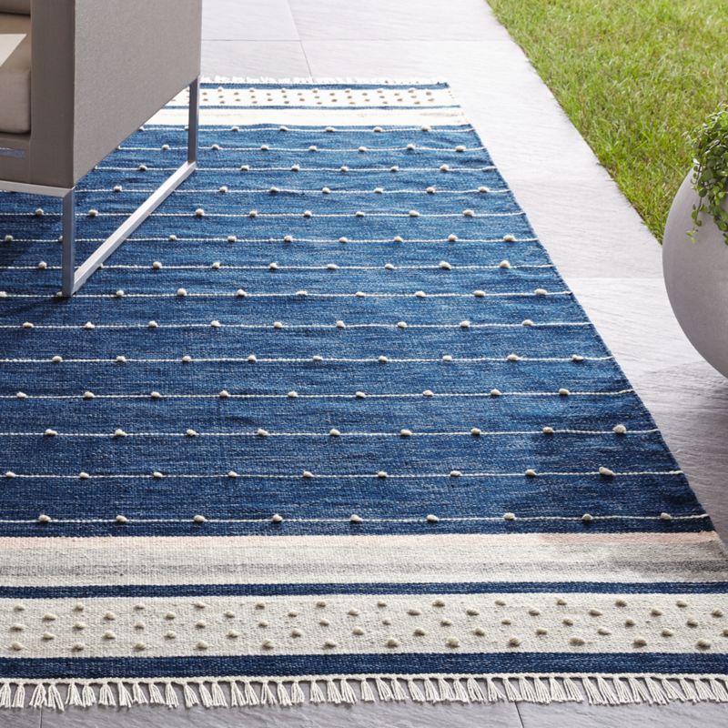 Inavi Indoor/Outdoor Blue Fringe Rug Crate and Barrel