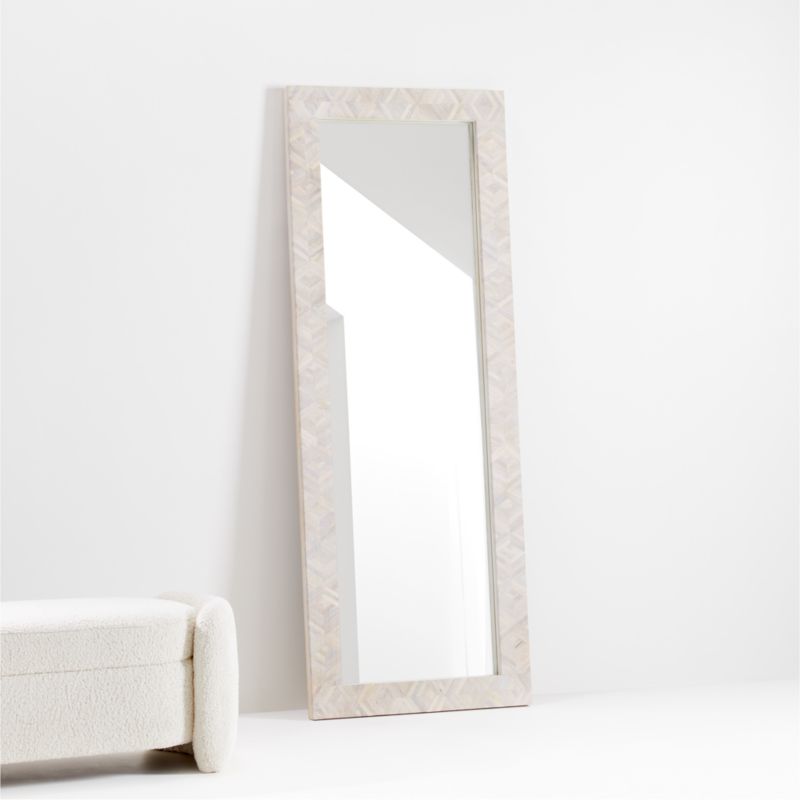 Indego Whitewashed Carved Mango Wood Floor Mirror Crate & Barrel