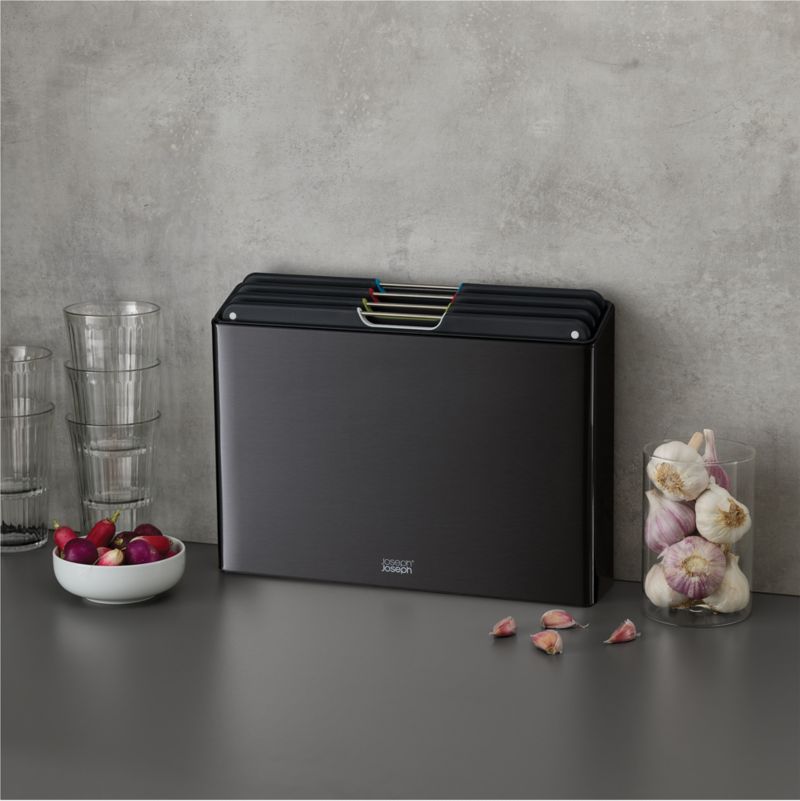 Joseph Joseph Folio Carbon Black Steel 4piece Cutting Board/Serving