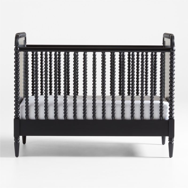 Jenny Lind Black Wood Spindle Convertible Baby Crib with Toddler Bed