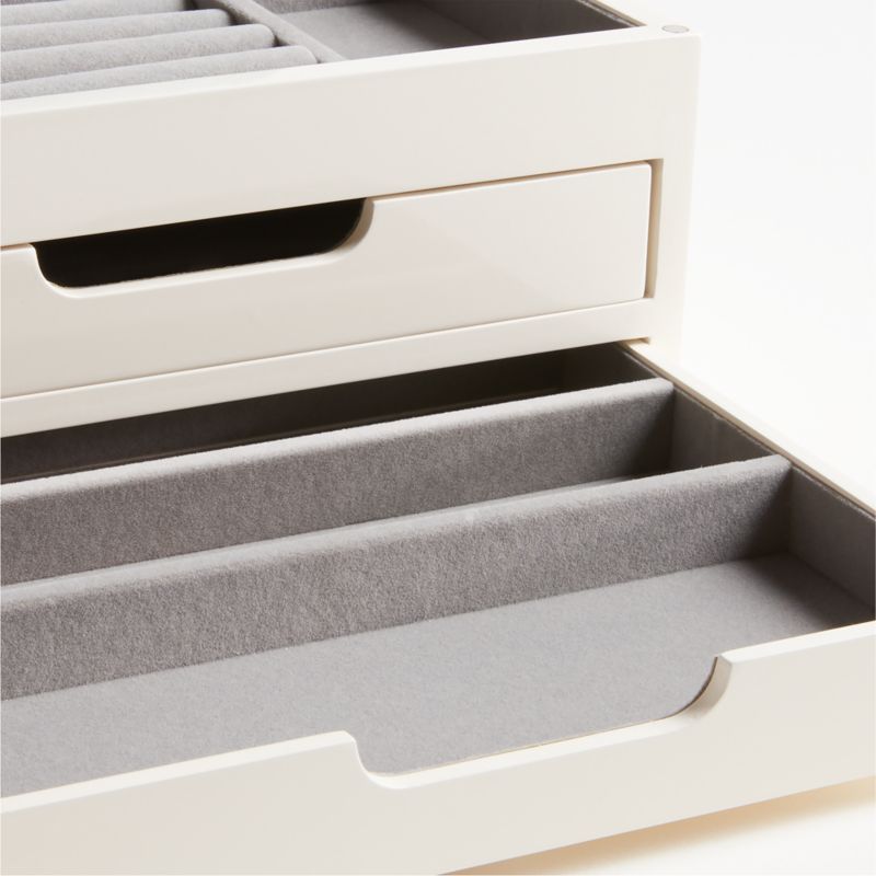 Large Cream White Wood Jewelry Box + Reviews Crate & Barrel