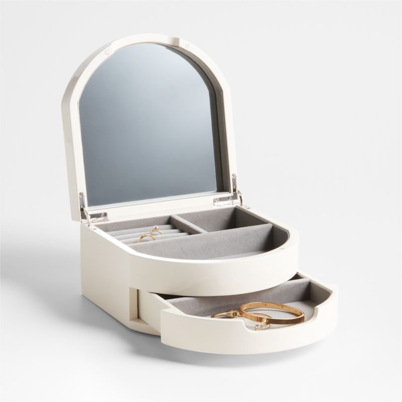 Medium Cream White Wood Jewelry Box + Reviews Crate & Barrel