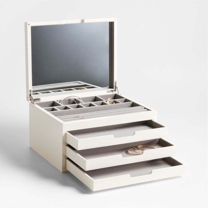ExtraLarge Cream White Wood Jewelry Box + Reviews Crate & Barrel Canada