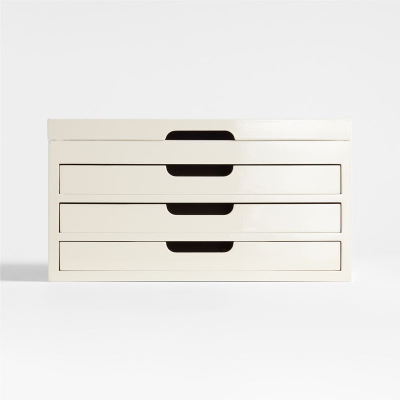 ExtraLarge Cream White Wood Jewelry Box + Reviews Crate & Barrel