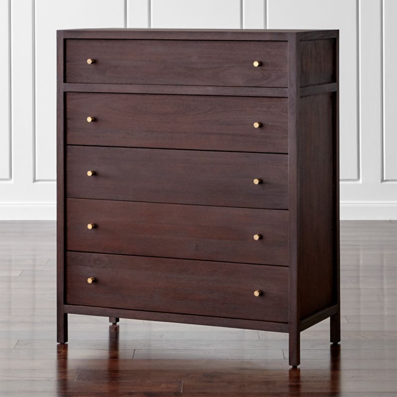 Keane Espresso Wood 5Drawer Chest + Reviews Crate & Barrel
