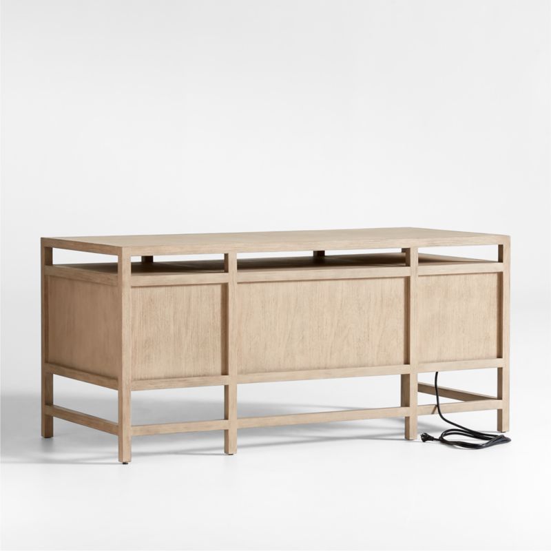 Keane 65" Weathered Natural Wood Desk with Outlets + Reviews Crate