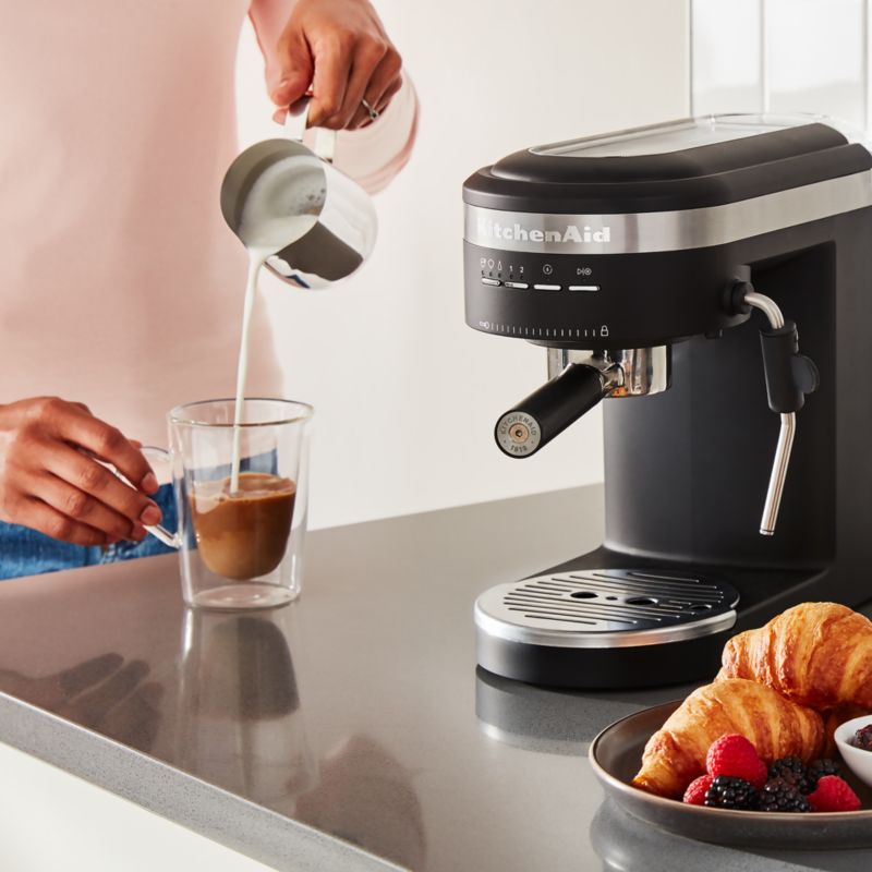 KitchenAid Matte Black SemiAutomatic Espresso Machine Maker + Reviews Crate & Barrel