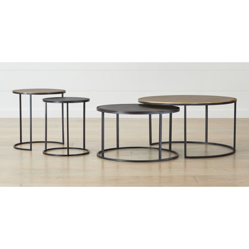 Knurl Iron and Aluminum 34" Round Nesting Coffee Tables Set of Two + Reviews Crate & Barrel