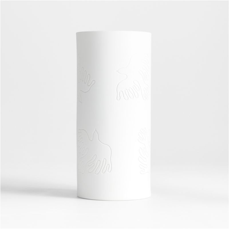 Soaring Dove White Ceramic Hurricane Candle Holder 11" by Lucia Eames