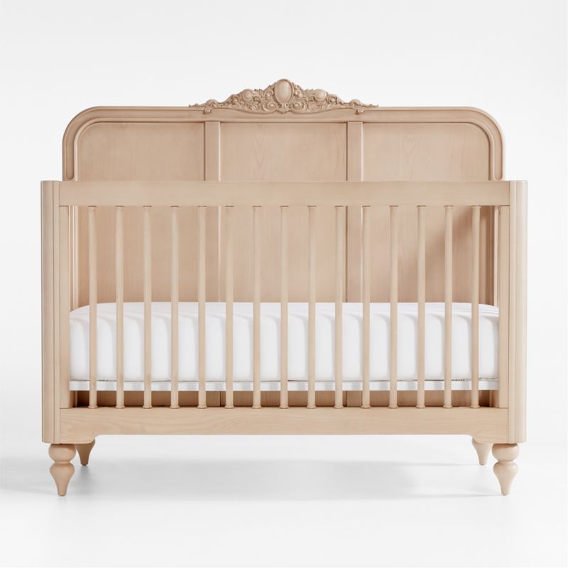 Lennox Carved Natural Wood Convertible Baby Crib by Leanne Ford