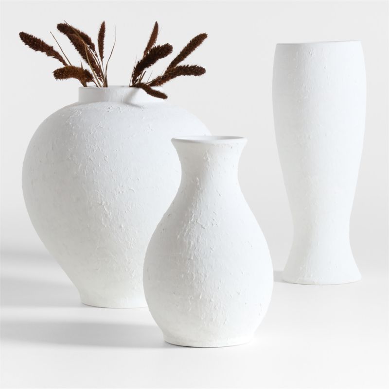 Lorient Tall White Textured Ceramic Vase 22" by Laura Kim + Reviews
