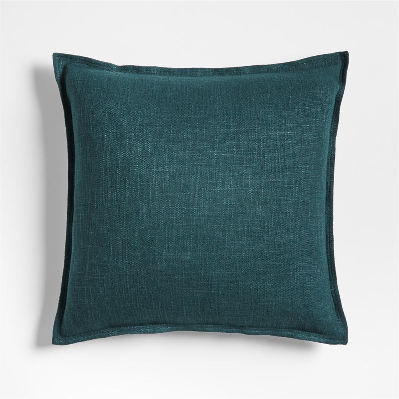 Sea Green Organic Laundered Linen 20''x20" Throw Pillow with Feather