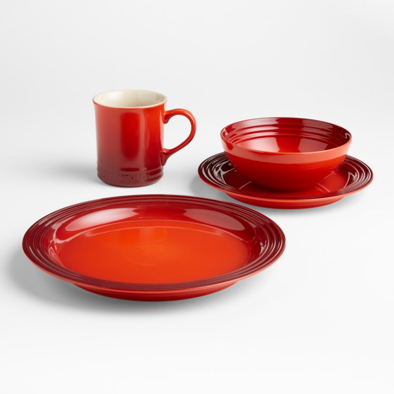 Le Creuset Set of 4 Cereal Bowls Cerise Red + Reviews Crate & Barrel