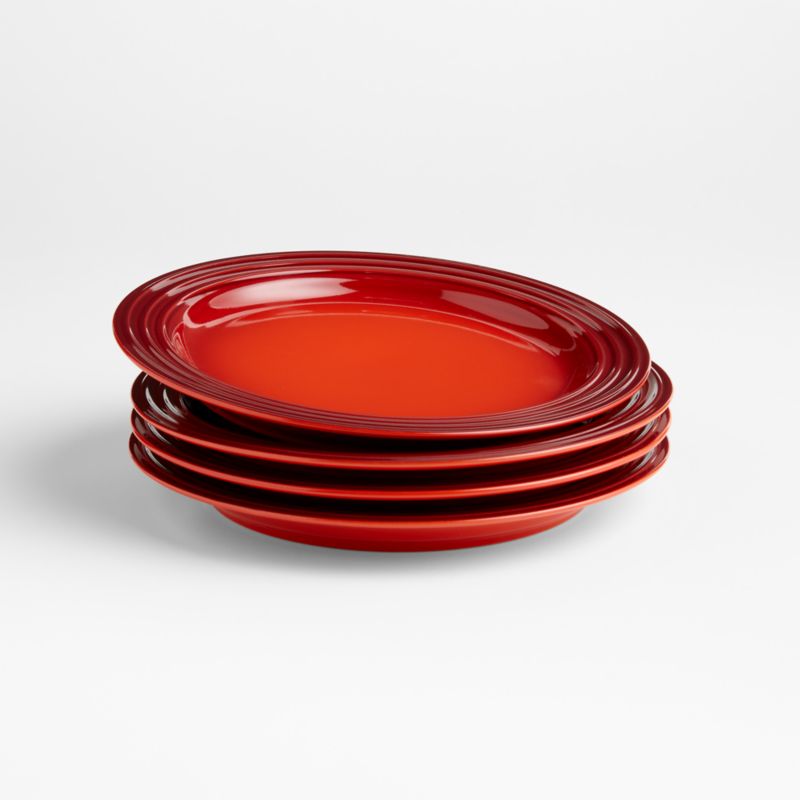 Le Creuset Set of 4 Salad Plates Cerise Red + Reviews Crate & Barrel