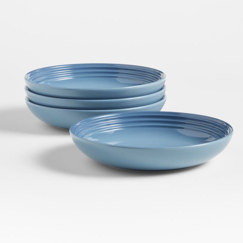 Le Creuset Chambray Blue Bowl Plates, Set of 4 + Reviews Crate & Barrel
