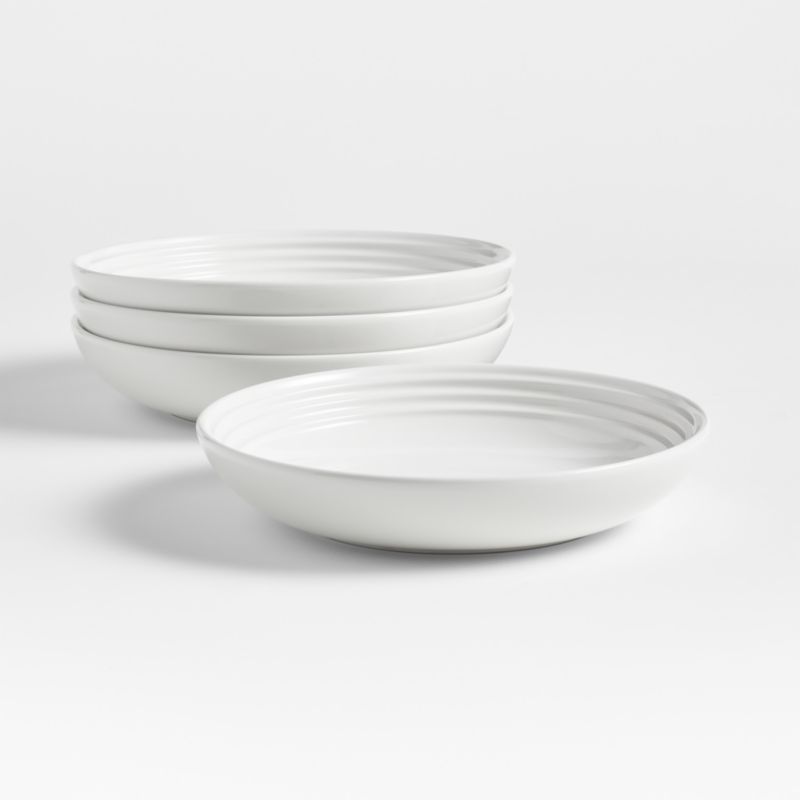 Le Creuset White Bowl Plates, Set of 4 + Reviews Crate & Barrel