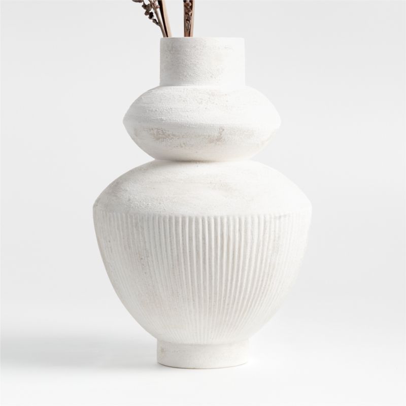 Les Crêtes White Textured Vase 18" by Athena Calderone + Reviews