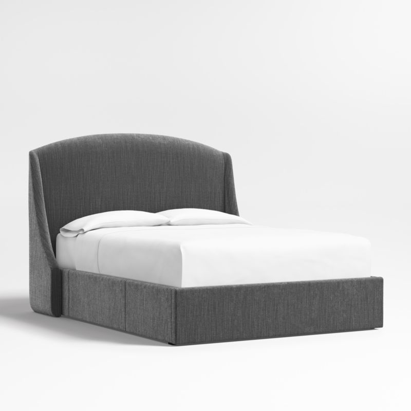 Lafayette 56" Charcoal Grey Queen Upholstered Headboard with Storage Bed Base + Reviews Crate