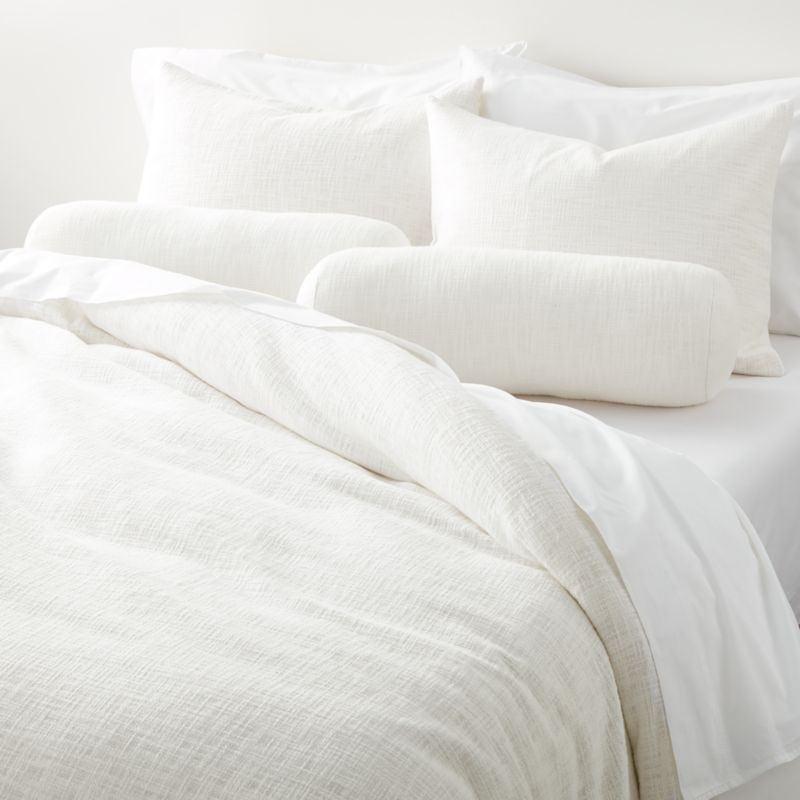 Lindstrom Cotton White King Duvet Cover + Reviews Crate & Barrel
