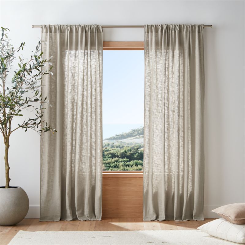 Lindstrom Warm Beige Organic Cotton Sheer Window Curtain Panel 52"x84