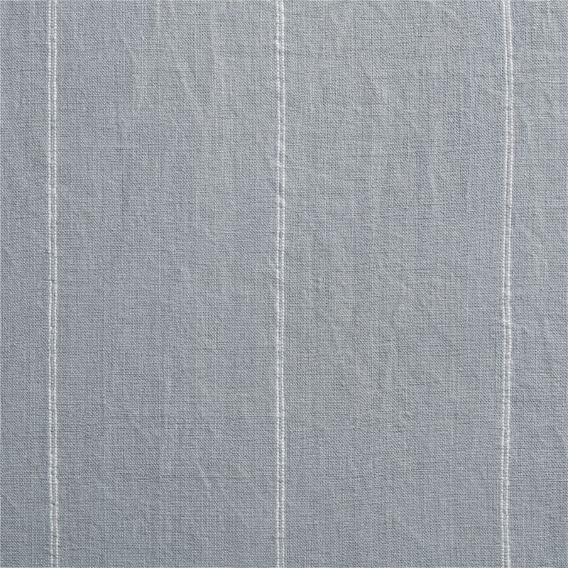Mist Blue & Crisp White Linen Double Pinstripe Window Curtain Panel 52