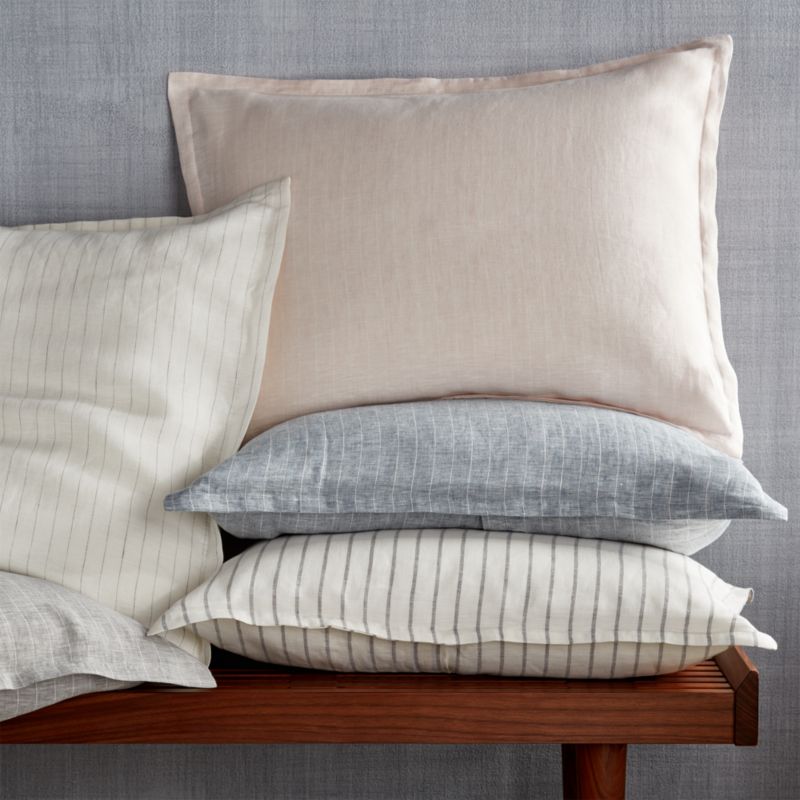 Pure Linen Pinstripe Grey Standard Pillow Sham + Reviews Crate & Barrel