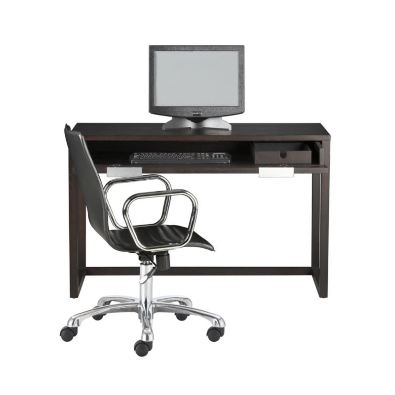 Ripple Black Leather Office Chair with Chrome Base + Reviews Crate