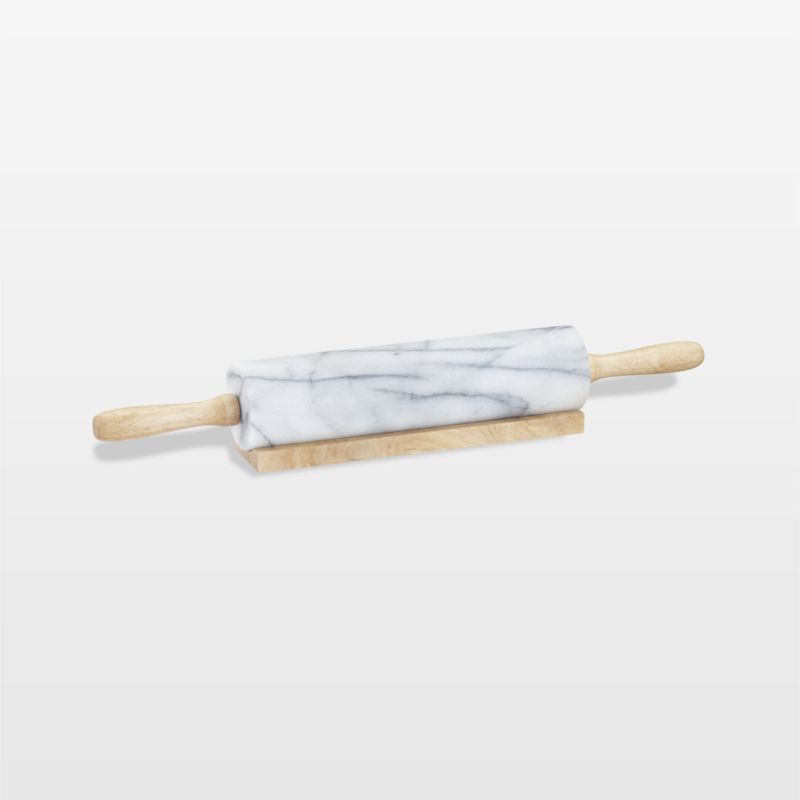French Kitchen White Marble Rolling Pin with Stand + Reviews Crate