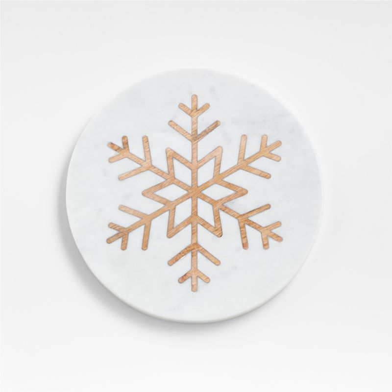 Marble and Wood Snowflake Trivet + Reviews Crate & Barrel