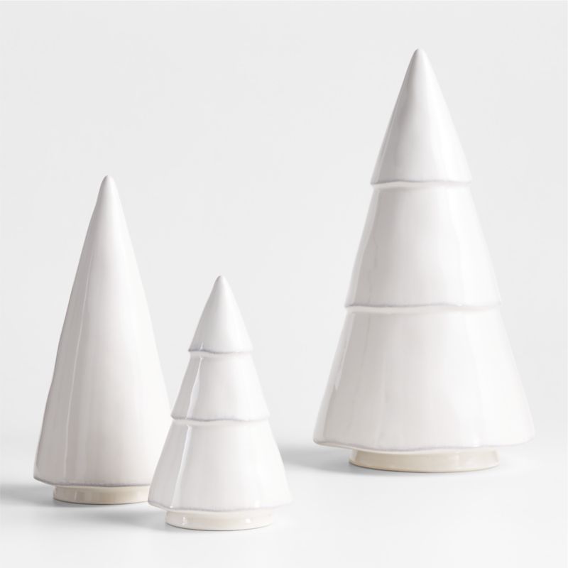 Marin White Ceramic Christmas Trees Crate & Barrel