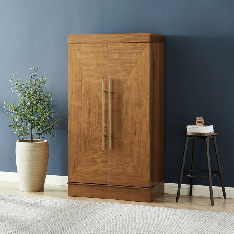 Maxine Large Walnut Wood Wine Bar with Storage + Reviews