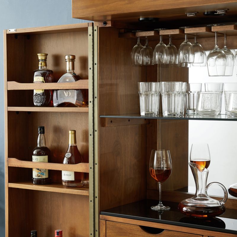 Maxine Large Walnut Wood Wine Bar with Storage + Reviews